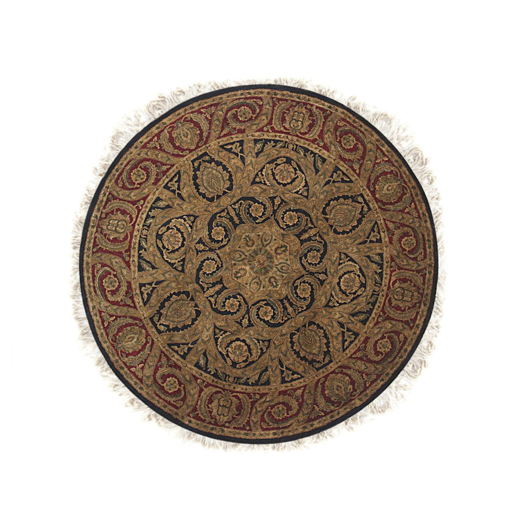 Navy Jaipur Traditional Round Handmade Wool Rug