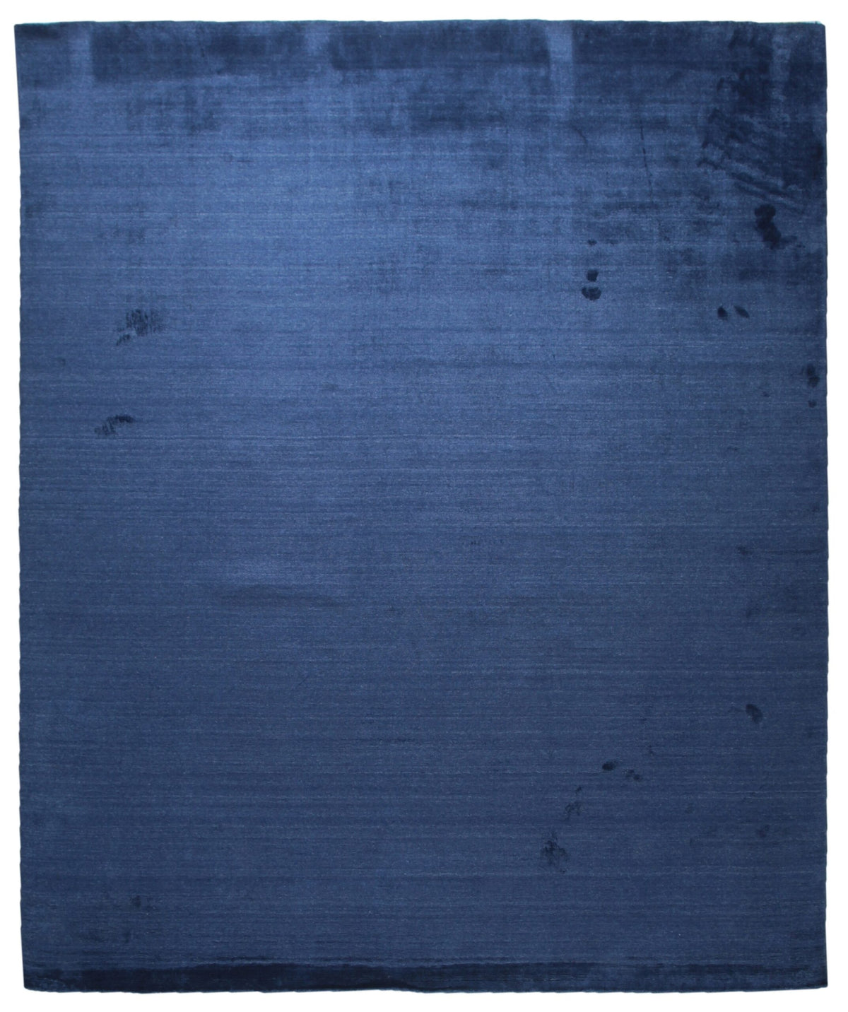 Navy blue solid handmade wool and viscose rug