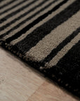 Black and Beige Stripe Handmade Wool Rug