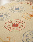 Close-up detail of the OSK1IV beige oriental kilim flat-woven wool rug