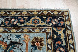 Navy Traditional All Over Hand-Knotted Wool Area Rug, 9' x 12'