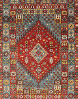 Red Traditional Medallion Hand-Knotted Wool Area Rug, 8' x 10'