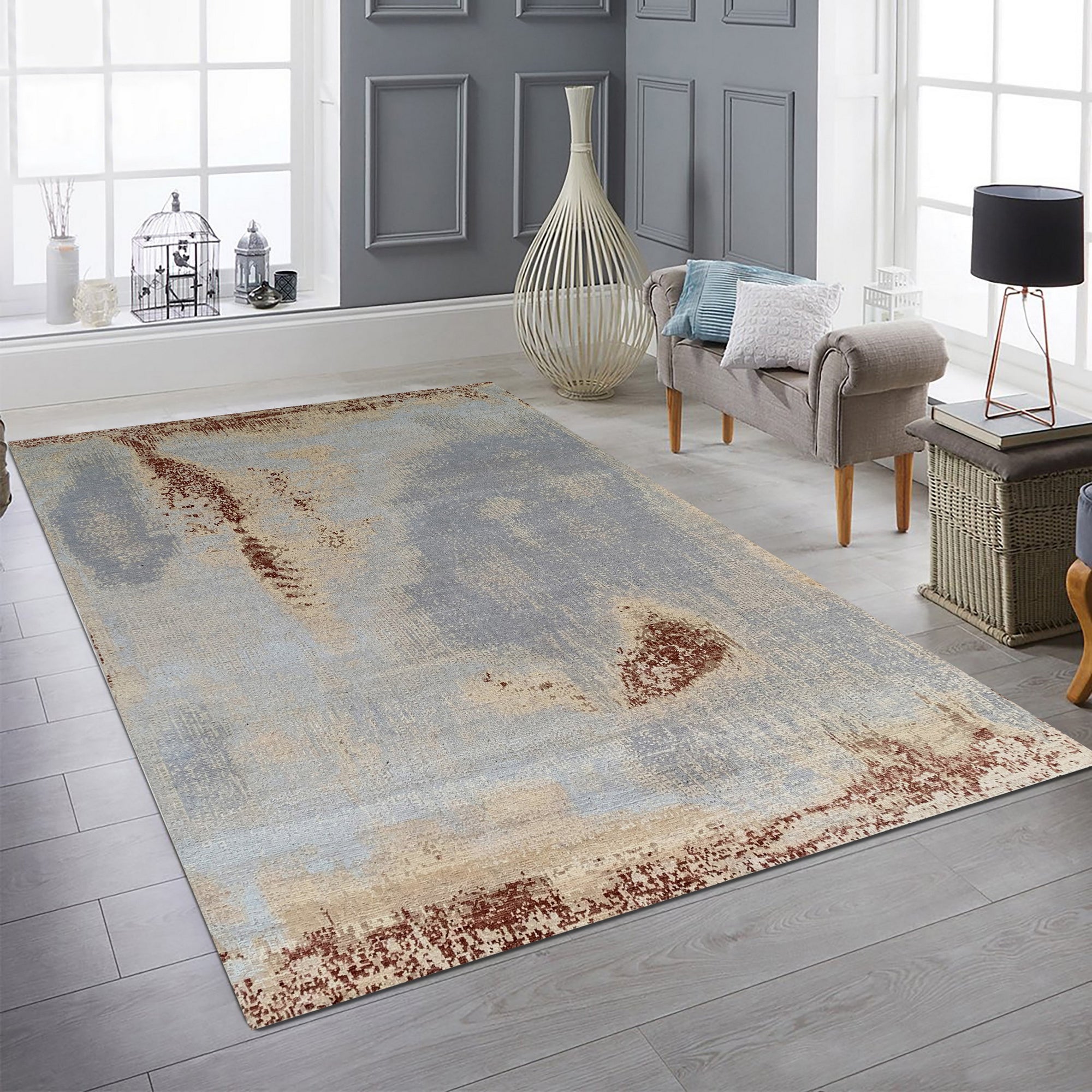 Twilight Mirage Gray Hand Knotted Wool Rug KC20000GD 6x9