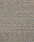Gray transitional trellis handmade wool and viscose area rug styled in a living room