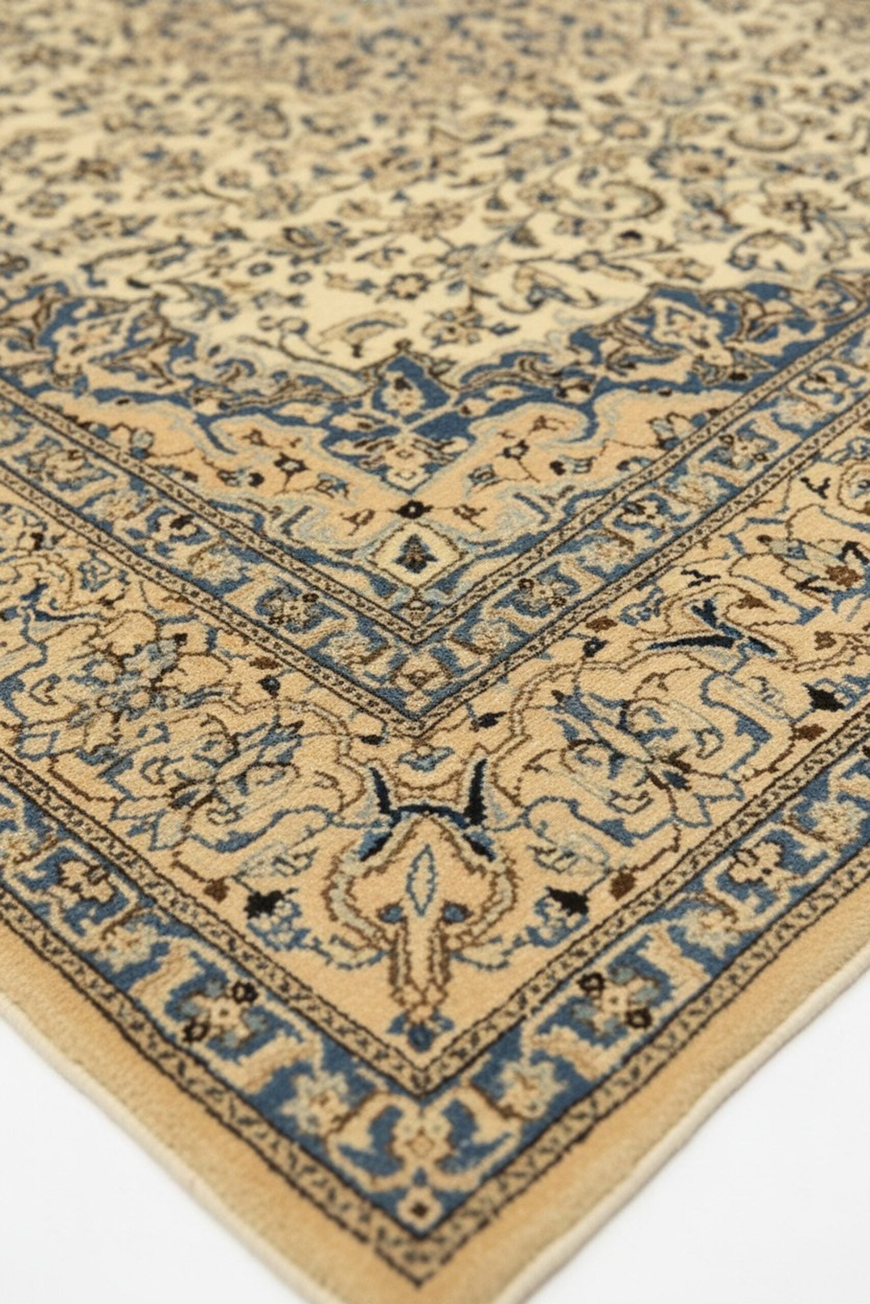 Ivory Naiin traditional oriental hand-knotted wool and silk area rug