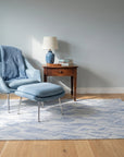 Para Nadia Blue and Ivory Hand Tufted Wool Rug in a reading nook