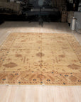 Peshawar Hand Knotted Wool Rug, Gold and Rust Oushak Design