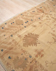 Peshawar Hand Knotted Wool Rug, Gold and Rust Oushak Design