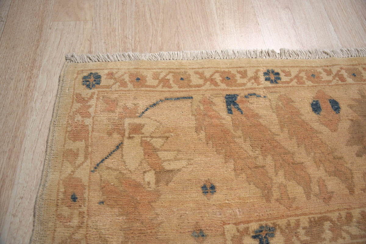 Peshawar Hand Knotted Wool Rug, Gold and Rust Oushak Design