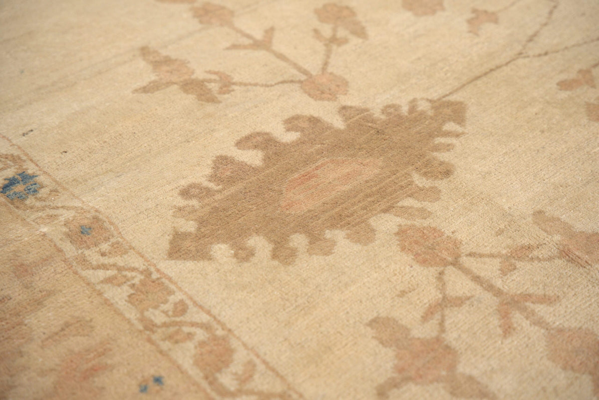 Peshawar Hand Knotted Wool Rug, Gold and Rust Oushak Design