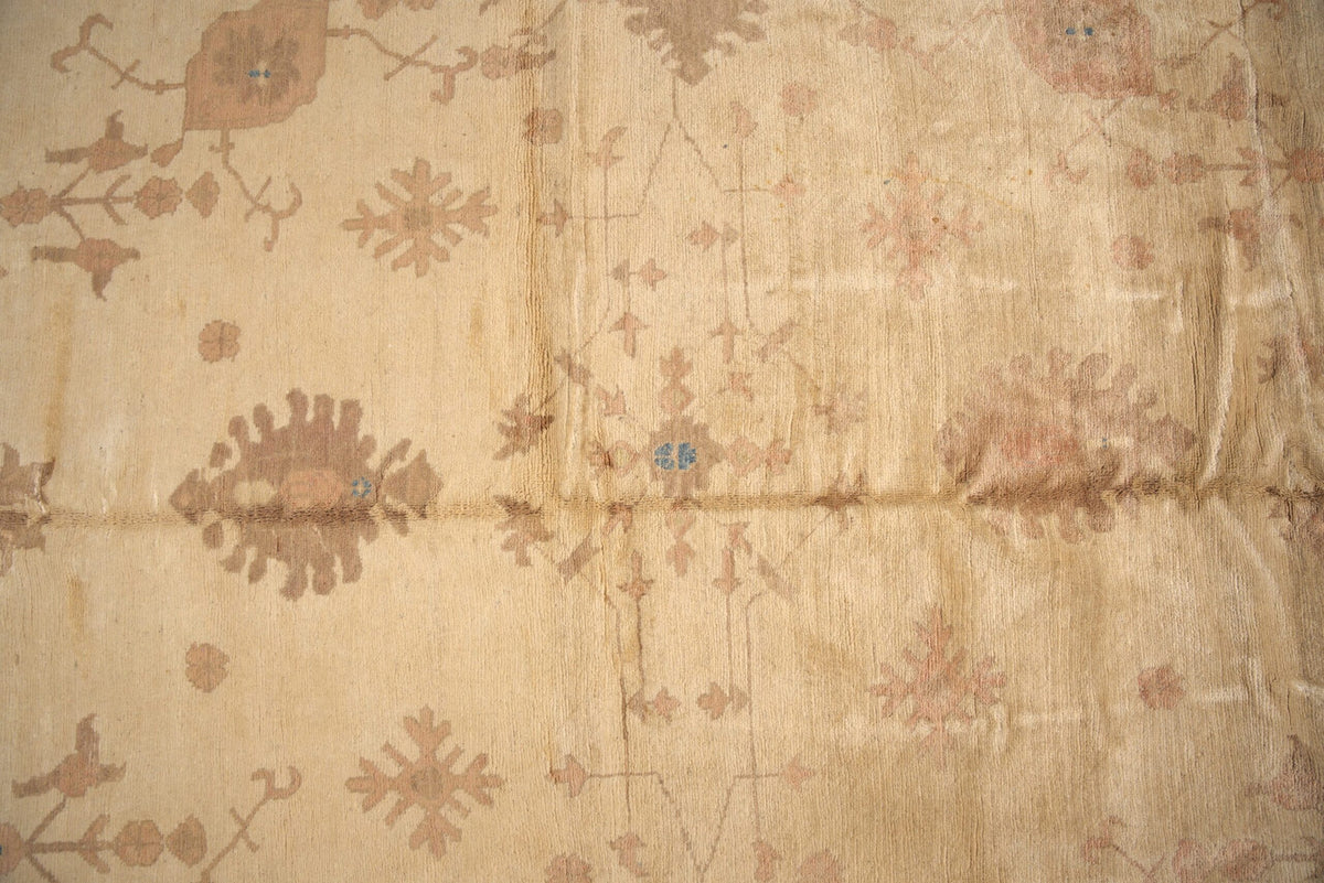Peshawar Hand Knotted Wool Rug, Gold and Rust Oushak Design