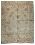 Peshawar Hand Knotted Wool Rug, Gold and Rust Oushak Design