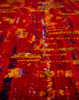 Sari-silk red abstract Anand rug pile texture macro