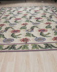 Vintage Aubusson Flat Weave Rug, Ivory Garden Blossom, detail video