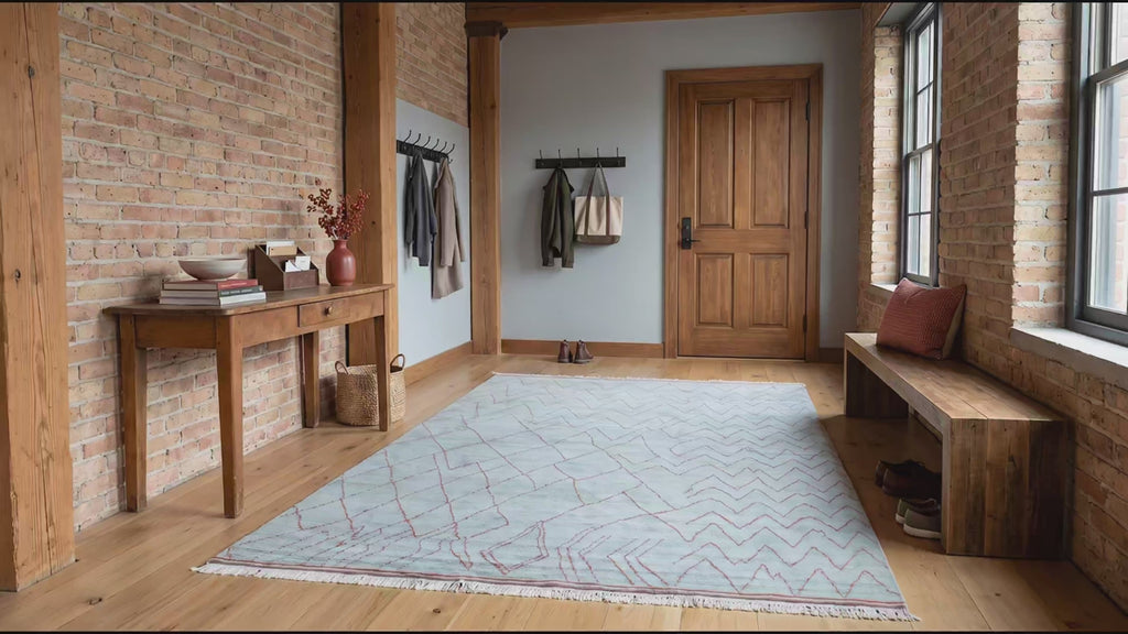 Isla Moroccan Blue Hand Knotted Wool Rug room scenes video