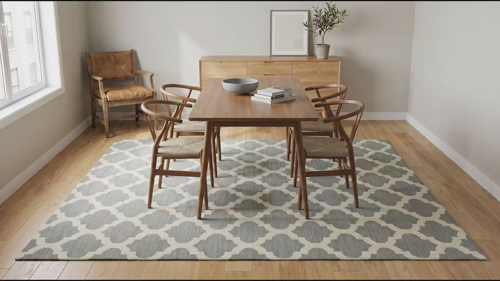 Selene Elena Gray Flatweave Wool Rug room scenes video