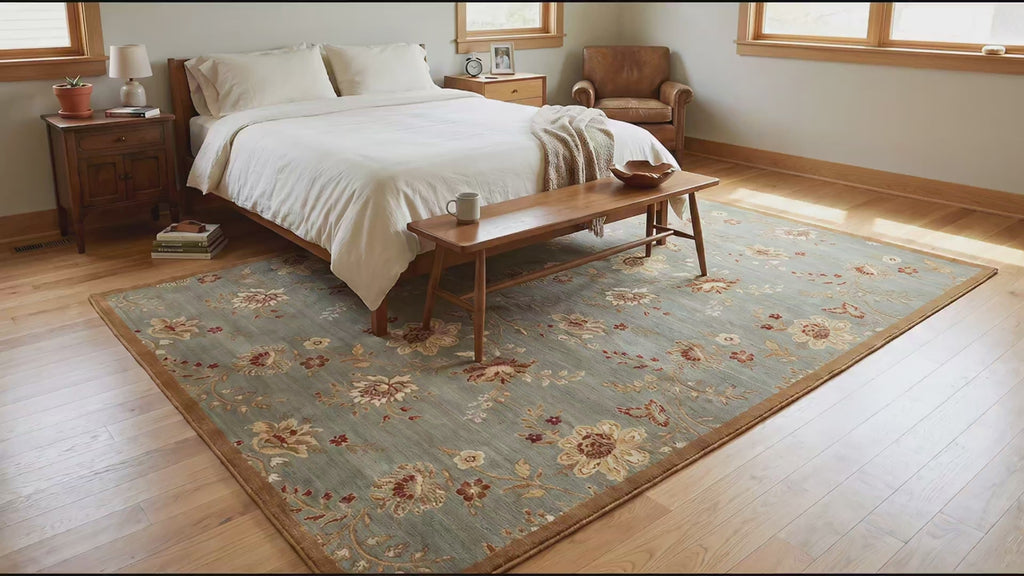 Amara Elegant Gray and Gold Machine Made Wool Rug room scenes video