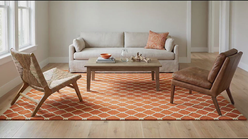 Amara Delicate Orange Hand Tufted Wool Rug room scenes video