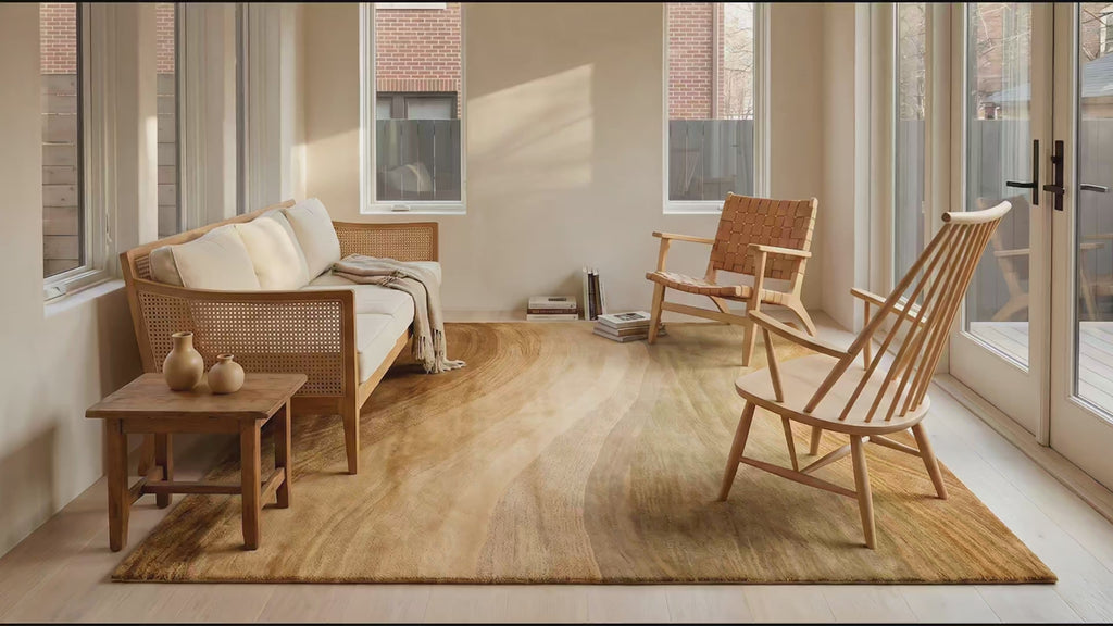Nina Stylish Beige Hand Tufted Wool Rug room scenes video