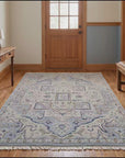 Unique Comfortable Blue Hand Knotted Wool Rug room scenes video