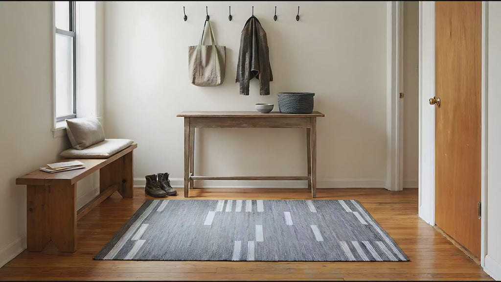 Cassandra Clara Gray and Ivory Flatweave Wool Rug room scenes video