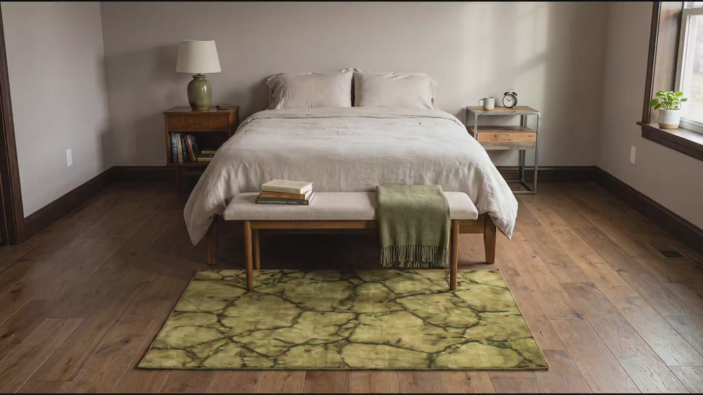 Sleek Cozy Green Hand Knotted Wool Rug room scenes video