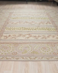 Vintage Aubusson Flat Weave Rug, Lilac Grey Fern Stripe, detail video