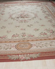 Vintage Aubusson Flat Weave Rug, Louis Philippe Rose Wreath, detail video