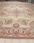 Vintage Aubusson Flat Weave Rug, Louis XV Rosette Medallion, detail video
