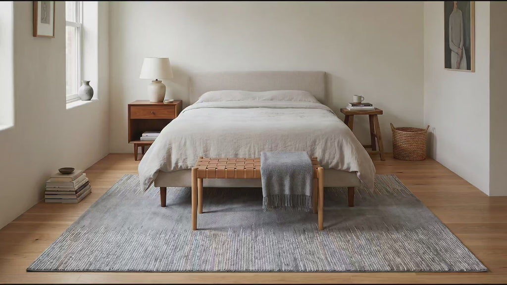 Tessa Maya Gray Hand Knotted Wool Rug room scenes video