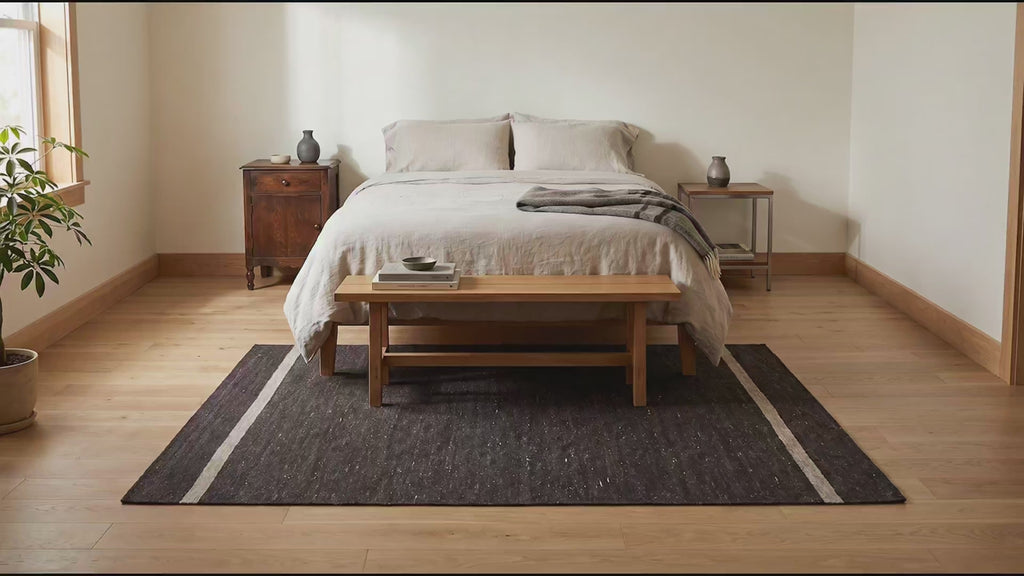 Charcoal Brown Artistic Flatweave Wool Rug room scenes video