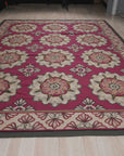 Vintage Aubusson Flat Weave Rug, Raspberry Rosette, detail video