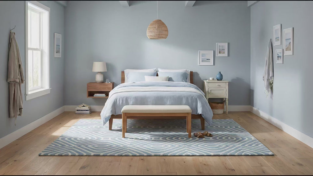 Rhea Stylish Blue Hand Tufted Wool Rug room scenes video