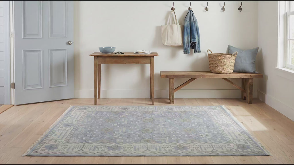 Harlow Traditional Blue and Gray Hand Knotted Wool Rug room scenes video