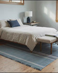 Opulent Majestic Blue Flatweave Wool Rug room scenes video