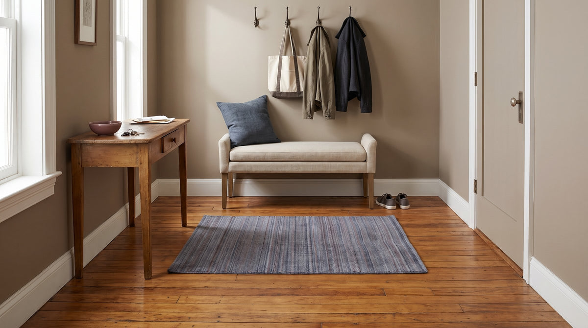 Radiant Chic Multicolor Handmade Wool Rug in a entryway