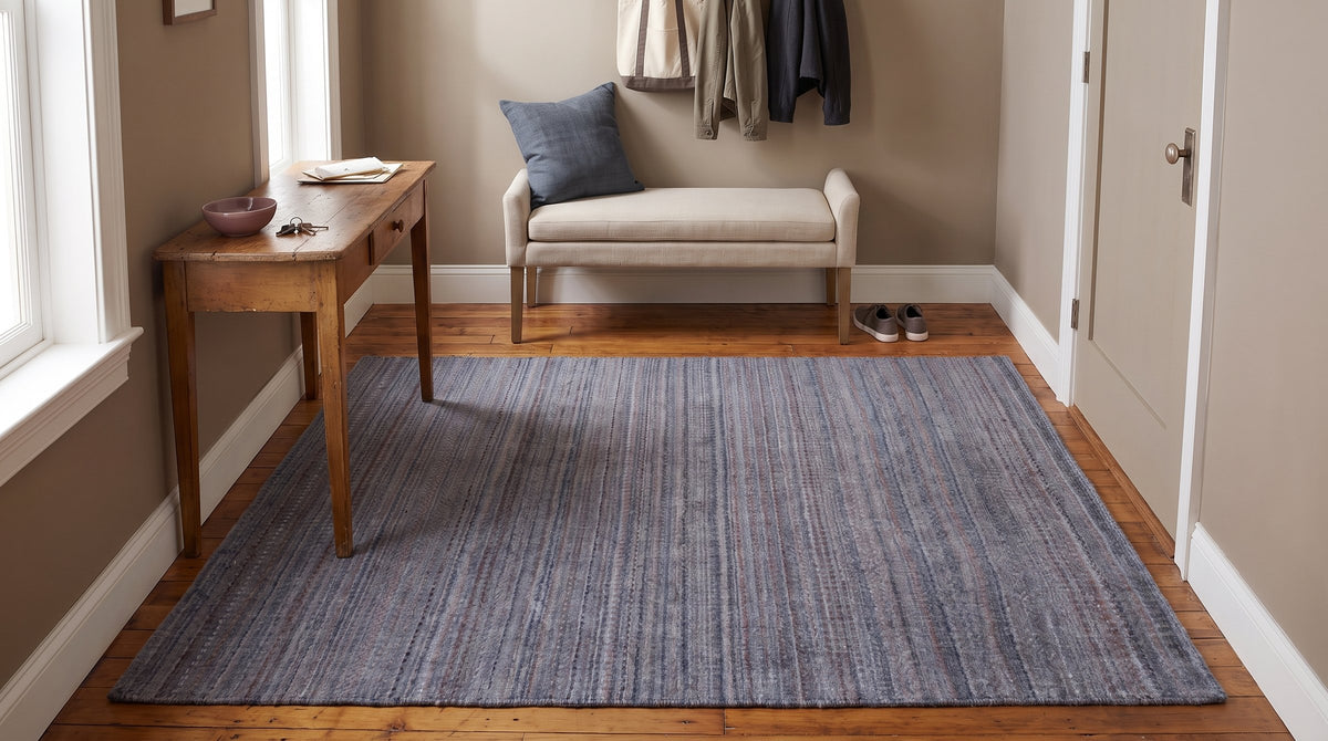 Radiant Chic Multicolor Handmade Wool Rug in a entryway
