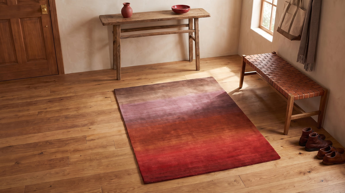 Rhea Unique Multicolor Handmade Wool Rug in a entryway