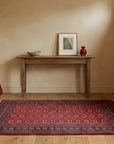 Rustic Nina Red Hand Knotted Wool Rug in a entryway