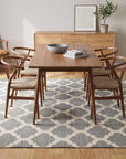 Selene Elena Gray Flatweave Wool Rug in a dining room
