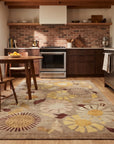 Serene Timeless Brown Hand Knotted Wool Rug in a kitchen