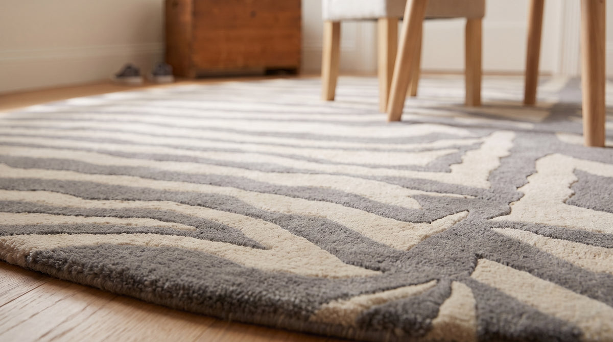 Sleek Graceful Multicolor Hand Tufted Wool Rug in a kids room