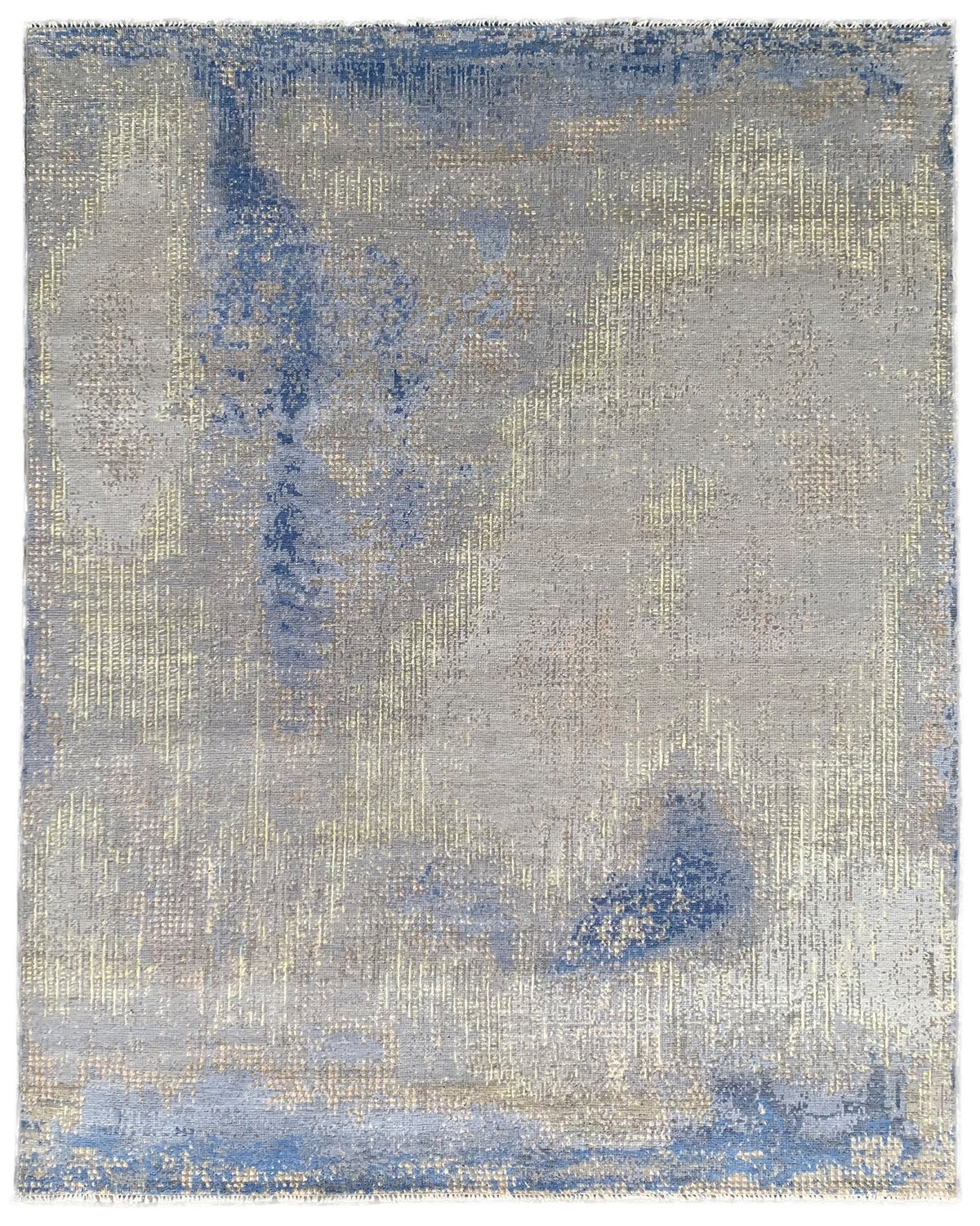 Steel Blue Gray Abstract Hand Knotted Wool Rug KC20000BL 8x10 full view
