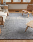 Tessa Maya Gray Hand Knotted Wool Rug in a sunroom