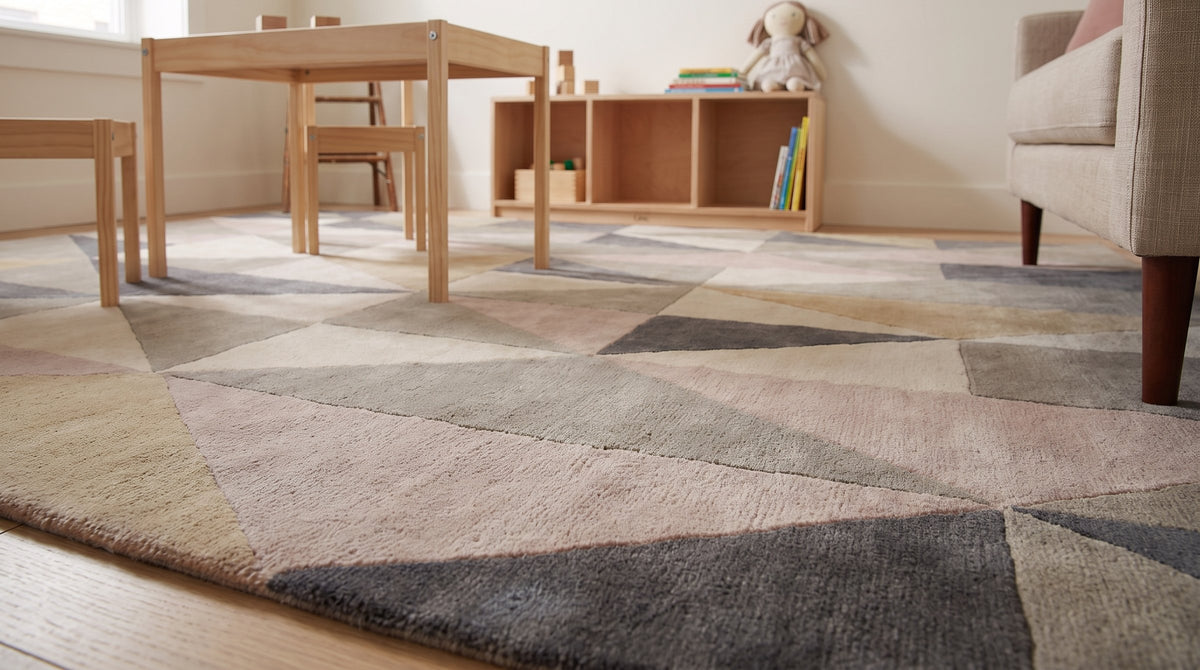 Trendy Classic Multicolor Hand Tufted Wool Rug in a kids room