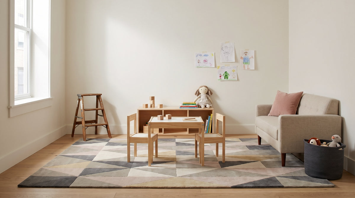 Trendy Classic Multicolor Hand Tufted Wool Rug in a kids room