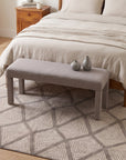 Trendy Diamond Gray Hand Knotted Wool Rug in a bedroom