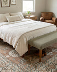 Trendy Traditional Brown Hand Knotted Wool Rug in a bedroom