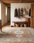 Trendy Traditional Brown Hand Knotted Wool Rug in a entryway