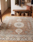 Trendy Traditional Brown Hand Knotted Wool Rug in a entryway